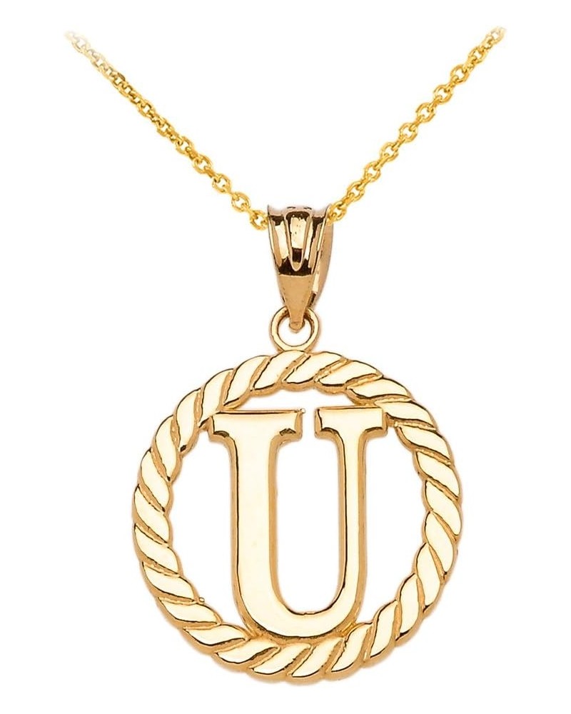 10k Yellow Gold Roped Circle "A-Z" Initial Pendant Necklace 18.0 Inches U $76.99 Necklaces