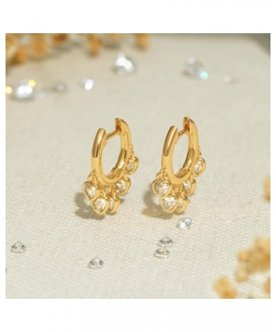 Gold Hoop Earring Dainty 14K Gold Plated Cubic Zircon Flower Sleeper Huggie Dangle Earrings Simple Tassel Star Geometric Jewe...