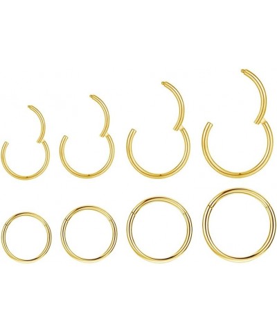 4Pairs 18g Surgical Stainless Steel Sleeper Cartilage Daith Tiny Small Hoop Earrings Mini Septum Hinged Clicker Nose Ring for...