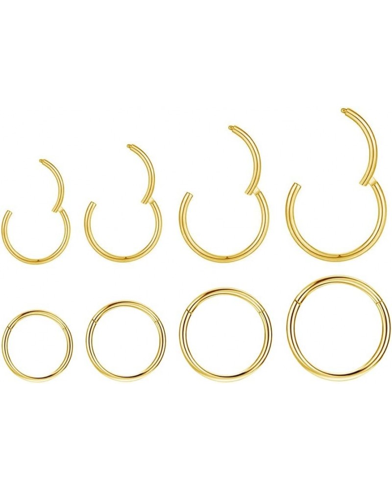 4Pairs 18g Surgical Stainless Steel Sleeper Cartilage Daith Tiny Small Hoop Earrings Mini Septum Hinged Clicker Nose Ring for...