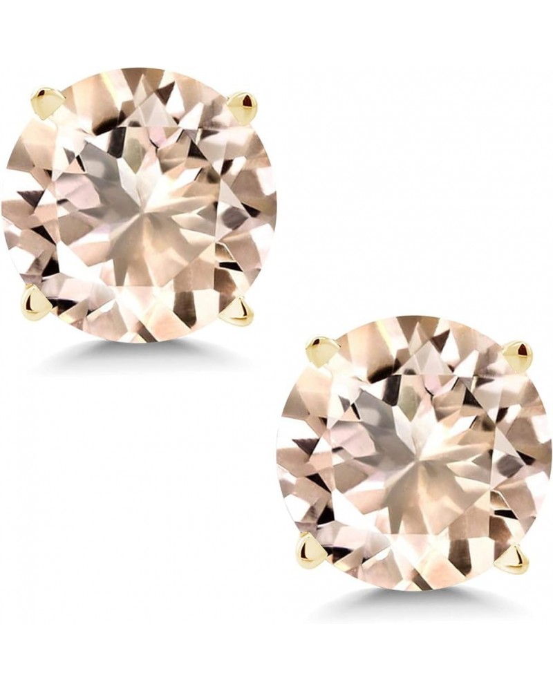 14K Yellow Gold Round 6MM Gemstone Birthstone Stud Earrings For Women Morganite $54.00 Earrings