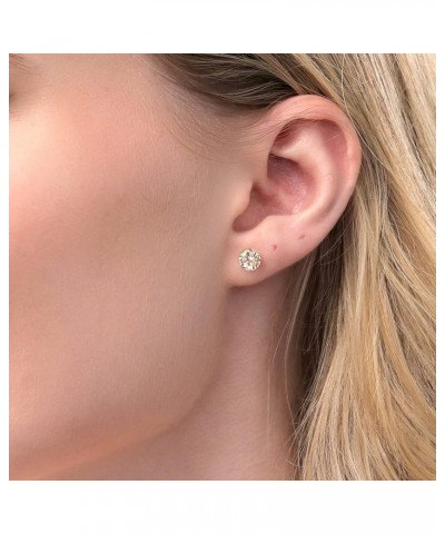 14K Yellow Gold Round 6MM Gemstone Birthstone Stud Earrings For Women Morganite $54.00 Earrings