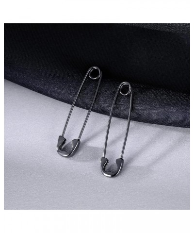 Solid 925 Sterling Silver Hoop Earrings Cute paper clip earrings Pin Cartilage earrings For Women B-Black $11.01 Earrings