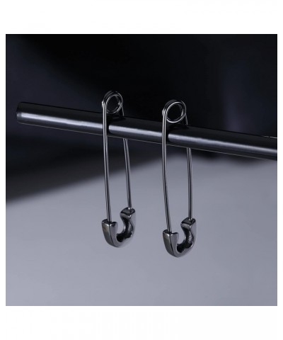 Solid 925 Sterling Silver Hoop Earrings Cute paper clip earrings Pin Cartilage earrings For Women B-Black $11.01 Earrings