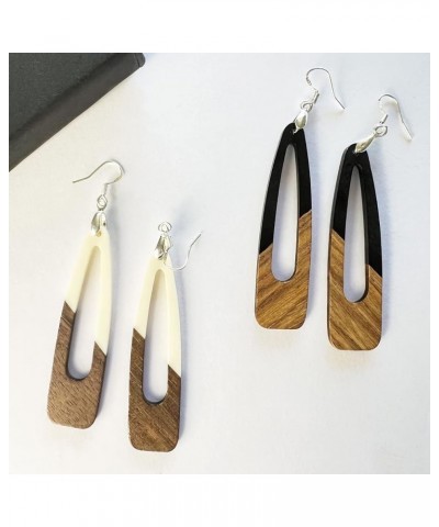 Wood Earrings for Women, Wooden Earrings Dangle Brown Black Round Geometric Simple Lightweight Resin Drop Statement Earrings ...