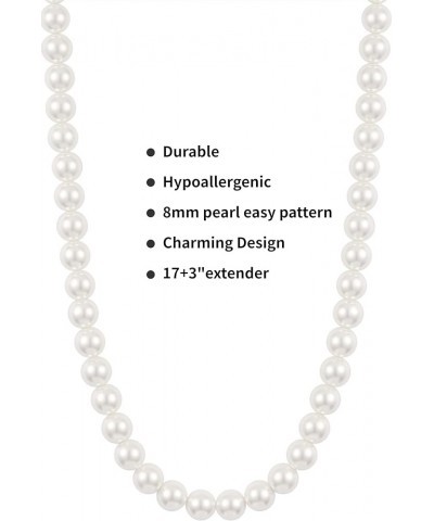 Pearl Necklace for Women Hypoallergenic Durable Pearl Jewelry Gift for Women Girls Style 4 $8.99 Necklaces