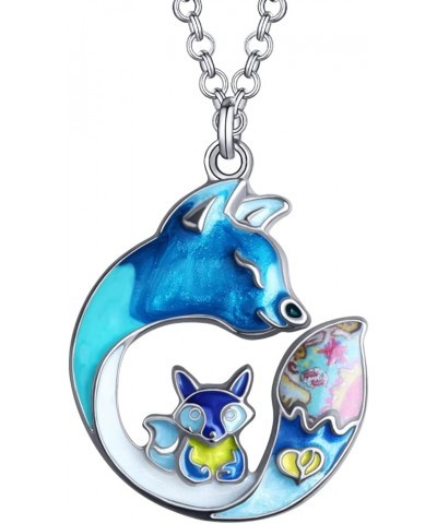 Enamel Fox Necklace Pendant Fox Jewelry for Women Girls Novelty Fox Gifts Navy $8.00 Necklaces