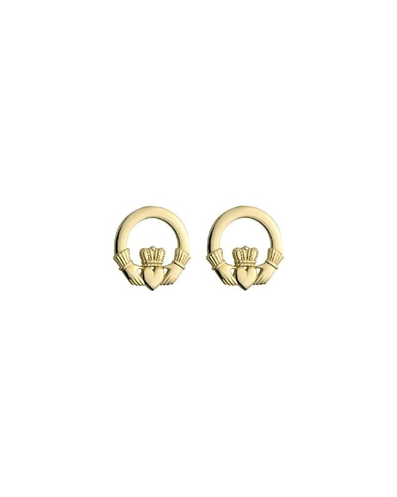 10K Gold Irish Claddagh Stud Earrings for Women, Simple Elegant Fine Celtic Jewelry, Made in Ireland by Traditional Artisan J...