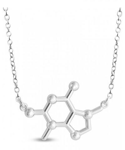 925 Sterling Silver Necklace Theobromine Chocolate Molecule Chemical Structure Charm Pendant Jump Ring Necklace.This 925 Ster...