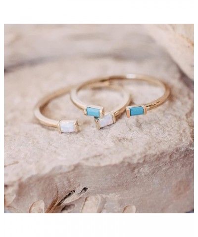 Tiny Birthstone Baguette Ring in Gold, Rose Gold, or Silver | Minimalist, Delicate Jewelry March - Aquamarine Silver $11.75 R...