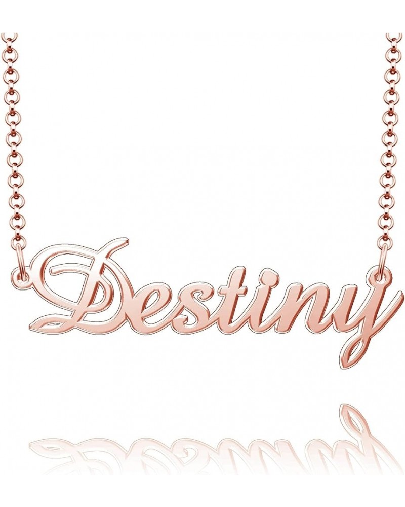 Sterling Silver Pendant Customized Plate Personalized Name Necklace Gift for Women Couple Destiny Rose Gold $14.15 Necklaces