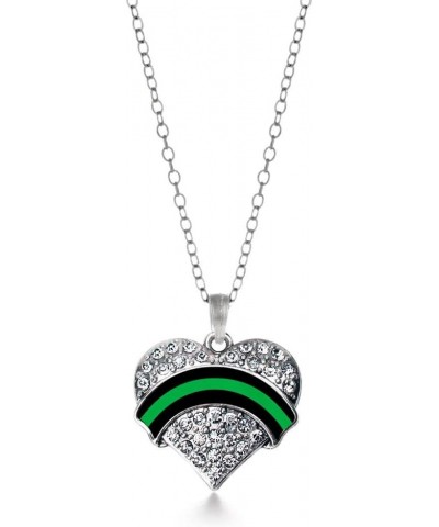 Silver Pave Heart Charm 18 Inch Necklace with Cubic Zirconia Jewelry Federal Agent Support $10.99 Necklaces