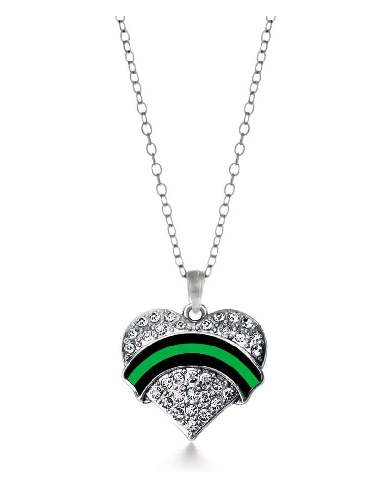 Silver Pave Heart Charm 18 Inch Necklace with Cubic Zirconia Jewelry Federal Agent Support $10.99 Necklaces