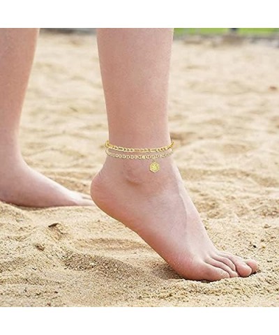 Layered Initial Ankle Bracelets for Women Name Anklet with Initials Cuban Letter Chain Anklets Cute Mariner Link Anklets A-Z ...