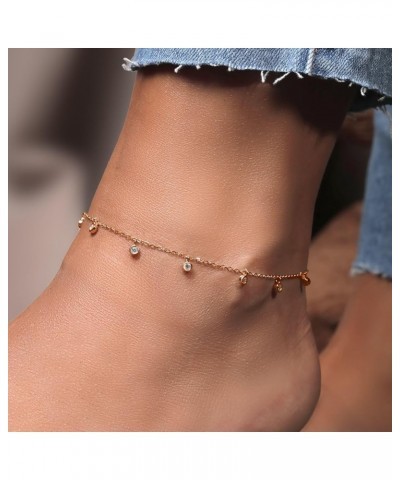 925 Sterling Silver White Moissanite Anklet Bracelet For Women (0.40 Cttw, Adjustable Up to 11 Inch) 18K Rose Gold Plated Sil...