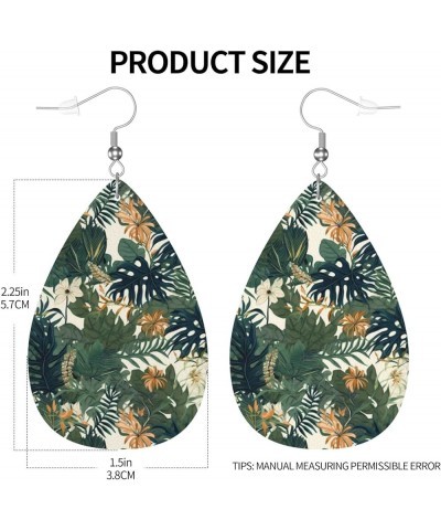 Leopard Print Earrings for Women Trendy Teen Girls Leather Dangle Teardrop Earring Leaves Leather Earring $11.79 Earrings