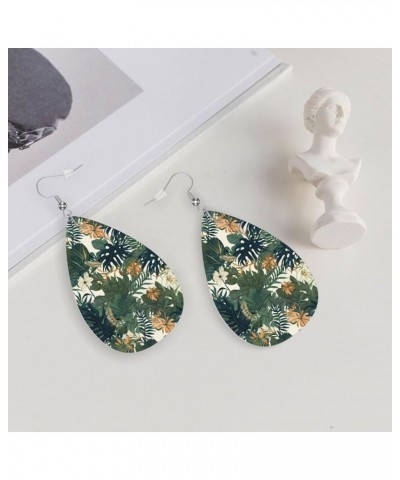 Leopard Print Earrings for Women Trendy Teen Girls Leather Dangle Teardrop Earring Leaves Leather Earring $11.79 Earrings