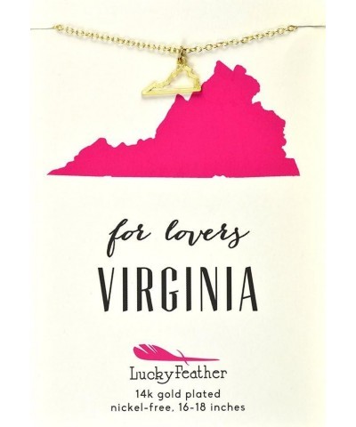 State Necklace 14K Gold-Dipped Pendant on Adjustable 16”-18” Chain Virginia $10.57 Necklaces