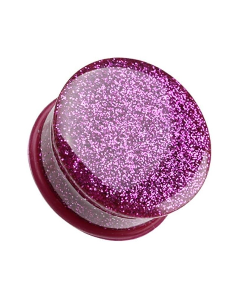 Glitter Shimmer Single Flared Ear Gauge Plug 3/4" (19mm), Magenta $10.78 Body Jewelry