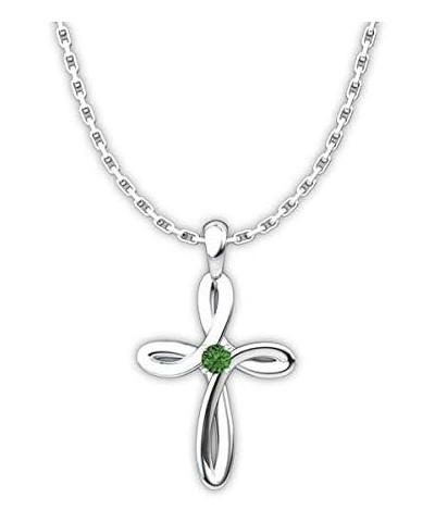 Birthstone Swirl Cross Sterling Silver Pendant MAY - EMERALD $26.44 Necklaces