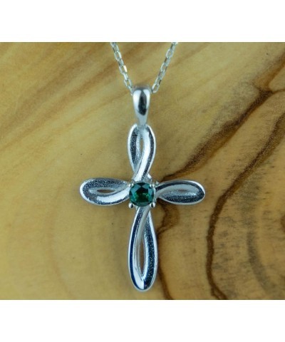 Birthstone Swirl Cross Sterling Silver Pendant MAY - EMERALD $26.44 Necklaces