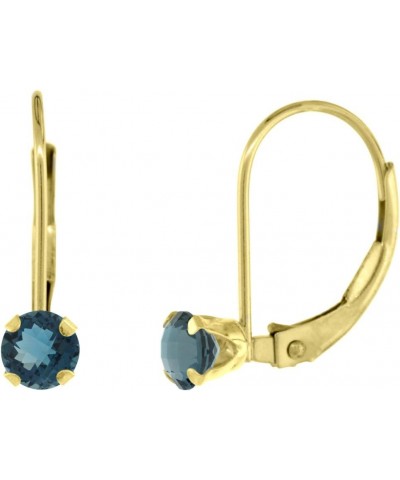 10k Gold Gemstone Leverback Earrings 4mm Round 0.50 ct, 9/16 inch Topaz Yellow Gold $34.42 Earrings