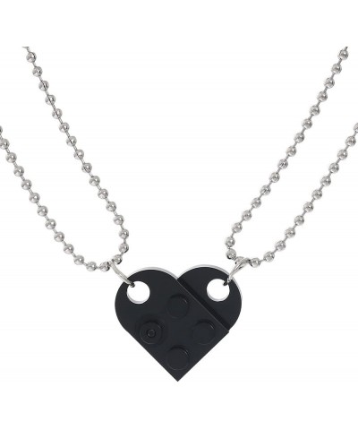 WLLAY Brick Necklace for Couples Heart Shaped Brick Matching Necklace Pendant Set BFF Friendship Jewelry Gifts A:Black $7.94 ...