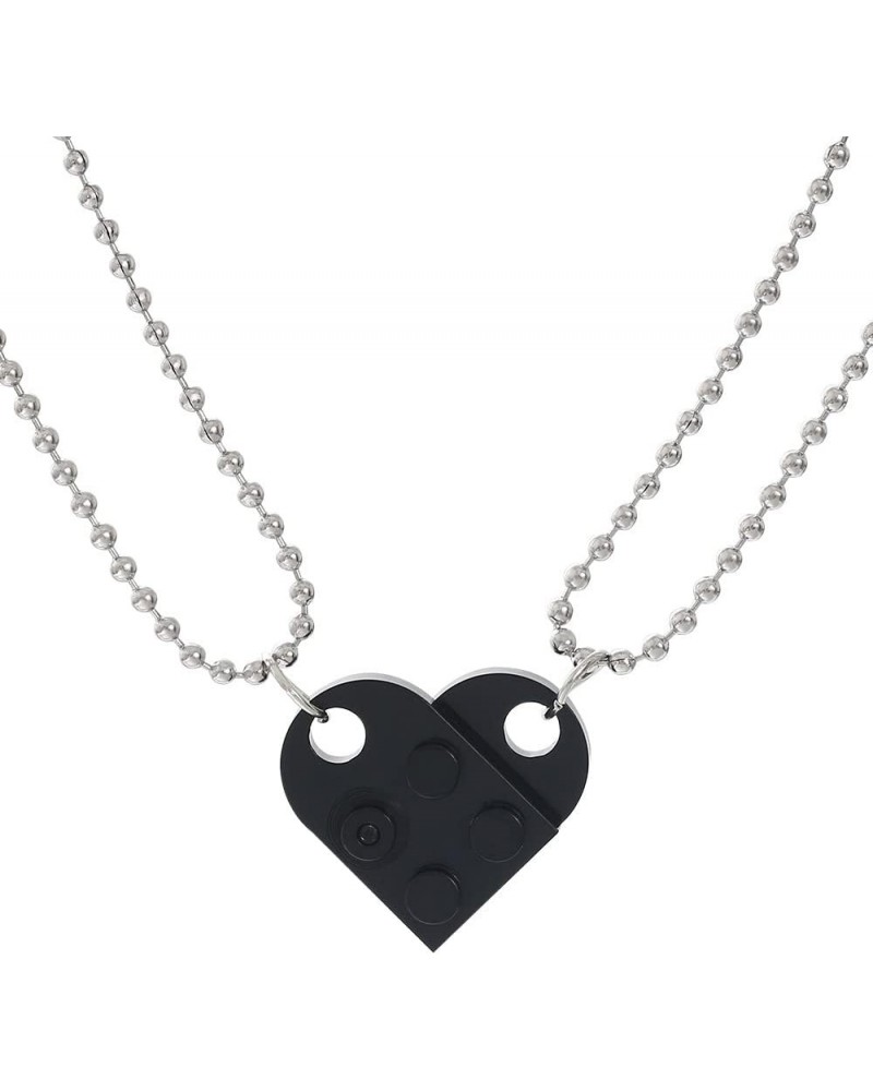 WLLAY Brick Necklace for Couples Heart Shaped Brick Matching Necklace Pendant Set BFF Friendship Jewelry Gifts A:Black $7.94 ...