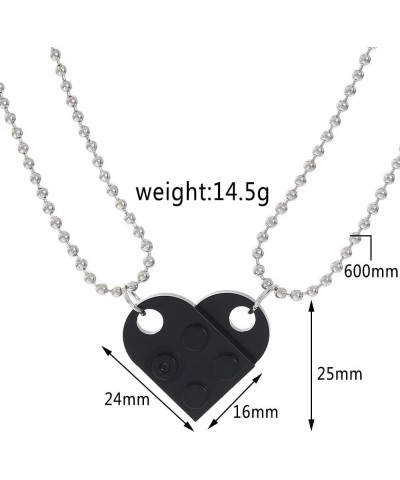 WLLAY Brick Necklace for Couples Heart Shaped Brick Matching Necklace Pendant Set BFF Friendship Jewelry Gifts A:Black $7.94 ...