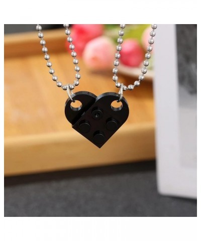 WLLAY Brick Necklace for Couples Heart Shaped Brick Matching Necklace Pendant Set BFF Friendship Jewelry Gifts A:Black $7.94 ...