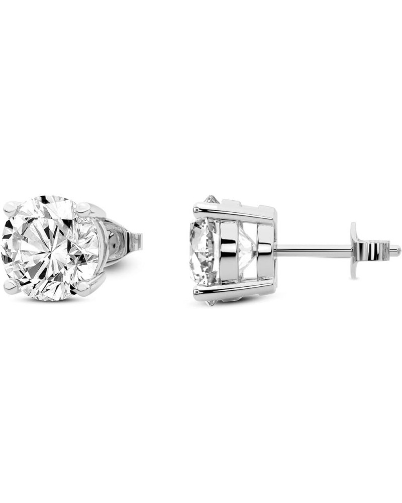 IGI Certified Lab Grown Diamond Solitaire Stud Earrings | 1/2 Ct - 6 Ct Round Shape Push Back 4 Prong Settings 14K Gold Or Pl...