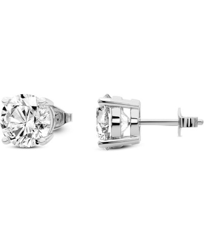 IGI Certified Lab Grown Diamond Solitaire Stud Earrings | 1/2 Ct - 6 Ct Round Shape Push Back 4 Prong Settings 14K Gold Or Pl...