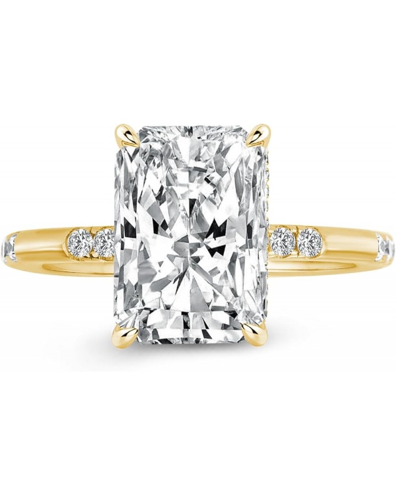 3.5/7.0ct Radiant Cut Engagement Ring,Simulated Diamond Promise Ring for Women in 925 Sterling Silver 3.5ct(Yellow Gold) $29....