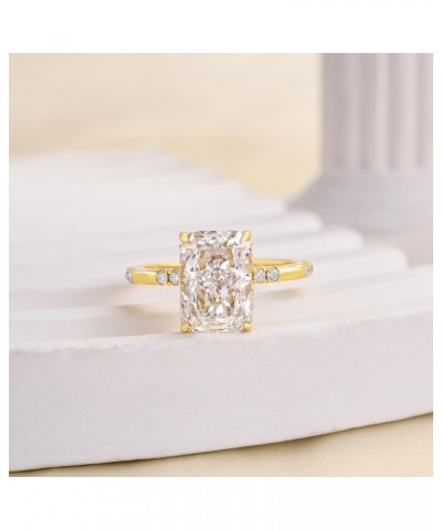 3.5/7.0ct Radiant Cut Engagement Ring,Simulated Diamond Promise Ring for Women in 925 Sterling Silver 3.5ct(Yellow Gold) $29....