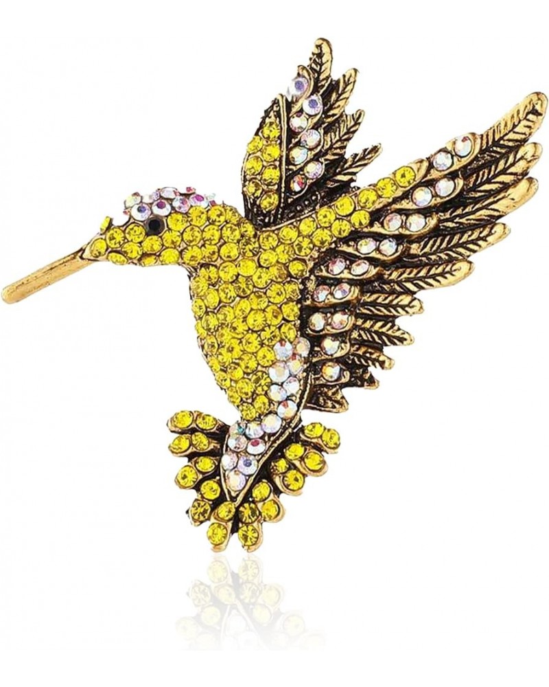 Animal Hummingbird Brooch Pins for Women Fashion Bird Pins Elegant Rhinestone Crystal Animal Brooches Pin Yellow $7.27 Brooch...