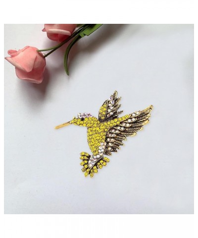 Animal Hummingbird Brooch Pins for Women Fashion Bird Pins Elegant Rhinestone Crystal Animal Brooches Pin Yellow $7.27 Brooch...