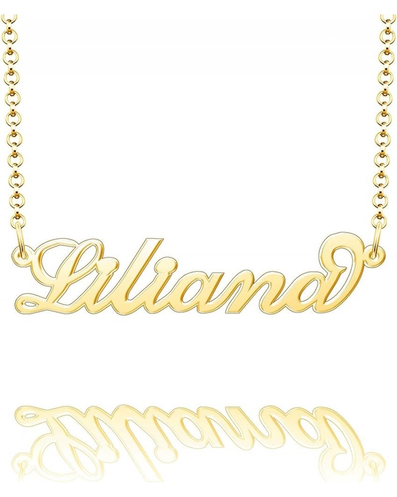 Name Necklace Personalized Gold Custom Name Plate Necklace Sterling Silver Liliana-Gold $19.37 Necklaces