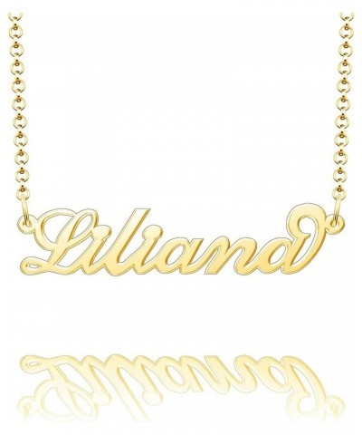 Name Necklace Personalized Gold Custom Name Plate Necklace Sterling Silver Liliana-Gold $19.37 Necklaces