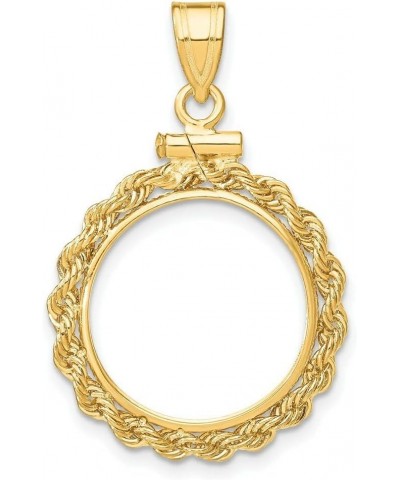 Gold Coin Bezel Pendant Mounting in 10K Yellow Gold - 13mm - 39.5mm Coin Size - Polished Rope Screw Top Coin 16mmx1.35mm $84....