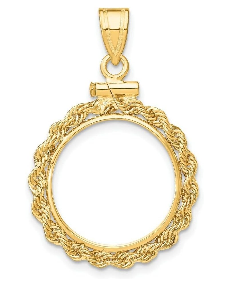 Gold Coin Bezel Pendant Mounting in 10K Yellow Gold - 13mm - 39.5mm Coin Size - Polished Rope Screw Top Coin 16mmx1.35mm $84....