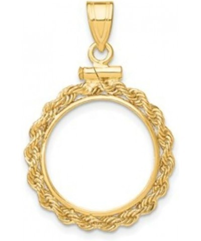 Gold Coin Bezel Pendant Mounting in 10K Yellow Gold - 13mm - 39.5mm Coin Size - Polished Rope Screw Top Coin 16mmx1.35mm $84....