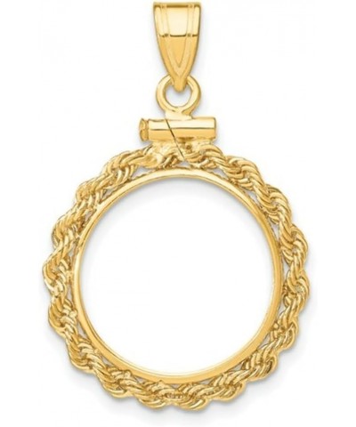 Gold Coin Bezel Pendant Mounting in 10K Yellow Gold - 13mm - 39.5mm Coin Size - Polished Rope Screw Top Coin 16mmx1.35mm $84....