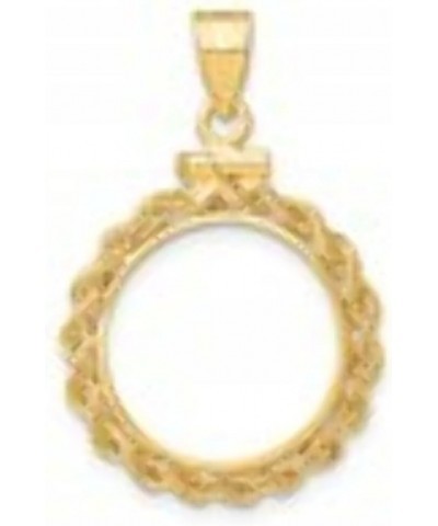 Gold Coin Bezel Pendant Mounting in 10K Yellow Gold - 13mm - 39.5mm Coin Size - Polished Rope Screw Top Coin 16mmx1.35mm $84....