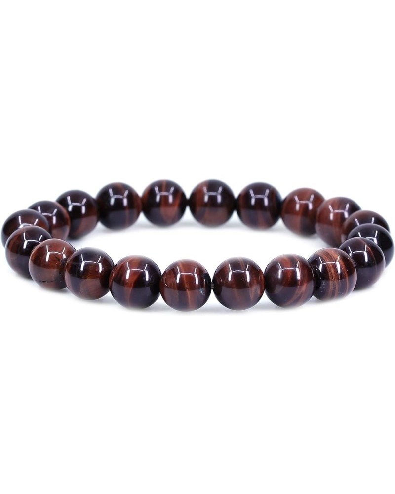 Gem Semi Precious Gemstones 10mm Round Beads Stone Crystal Stretch Bracelets Unisex Red Tiger Eye Crystal $16.79 Bracelets