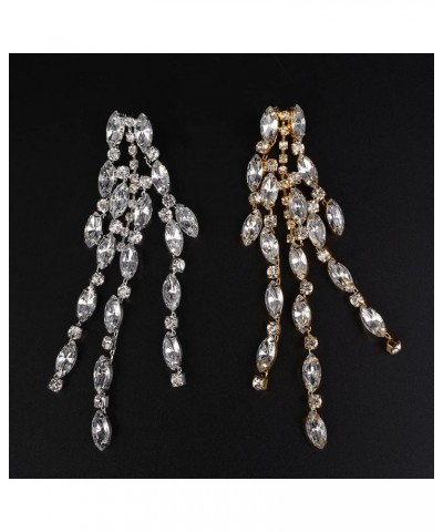 Rhinestones Long Chain Earrings Dainty Fringe Crystal Earrings for Women Girls Ladies Statement Jewelry Gold $13.19 Earrings