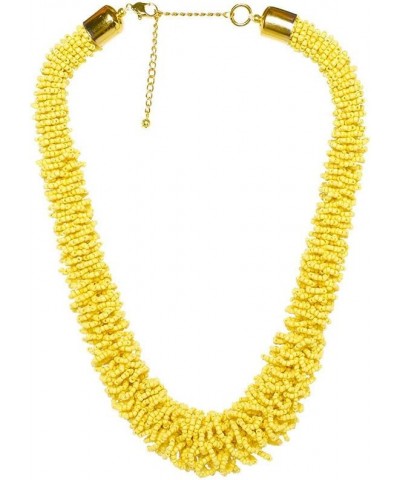 Long Handmade Boho Necklaces for Women - Statement Necklace - Seed Bead Necklaces for Girls and Women Washed Yellow $7.45 Nec...