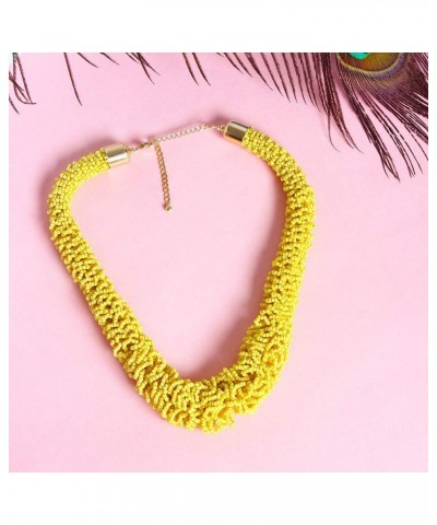 Long Handmade Boho Necklaces for Women - Statement Necklace - Seed Bead Necklaces for Girls and Women Washed Yellow $7.45 Nec...