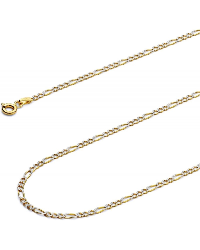 14K Solid Gold Figaro Chains (Select Options) 22 Inches White And Yellow Gold $274.88 Necklaces