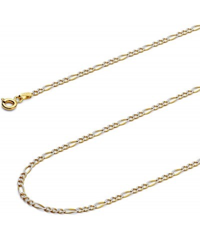 14K Solid Gold Figaro Chains (Select Options) 22 Inches White And Yellow Gold $274.88 Necklaces