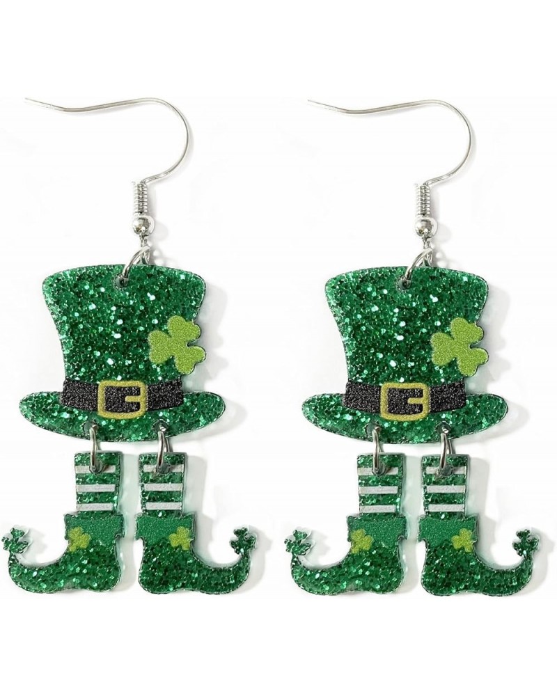 St. Patrick's Day Letter Earrings Handmade Acrylic Green Lucky Clover Rainbow Dangle Earrings Resin Green Hat Dinosaur Beer T...